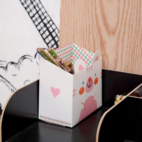 3 PCS 6946 Office Stationery Creative Student Paper Cute Animal Single Storage Pen Holder Finishing Box (Yellow) - Image 7
