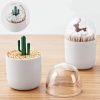Creative Animal Plant Shape Toothpick Cotton Swab Storage Box Pine Tree - Image 5