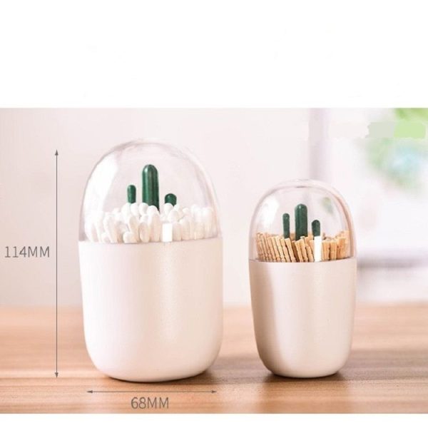 Creative Animal Plant Shape Toothpick Cotton Swab Storage Box Cactus - Image 4