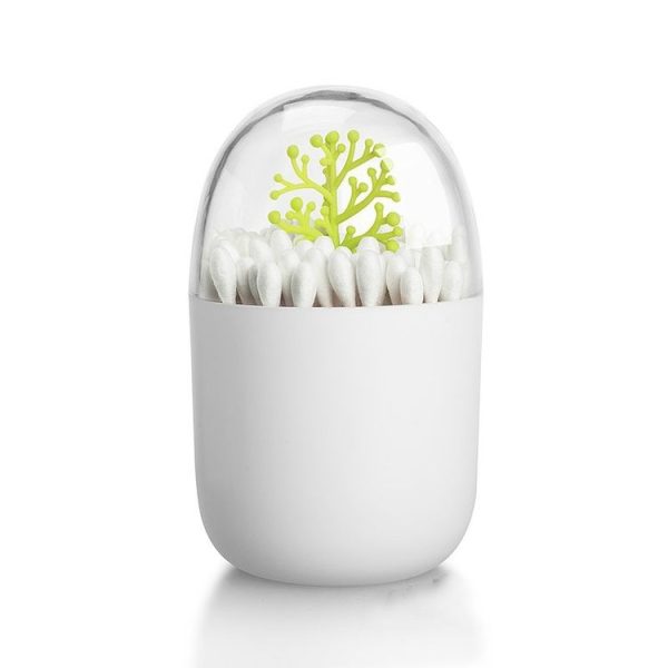 Creative Animal Plant Shape Toothpick Cotton Swab Storage Box Little Green Trees