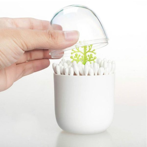 Creative Animal Plant Shape Toothpick Cotton Swab Storage Box Little Green Trees - Image 3