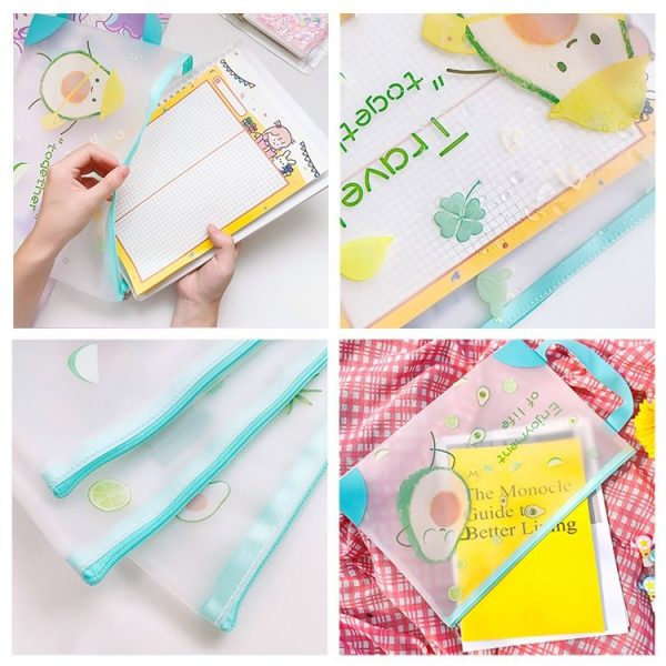 L0028 Avocado TPU File Bag Storage Folder Waterproof Papers Portfolio Student Stationery, Size: L (Cactus) - Image 3