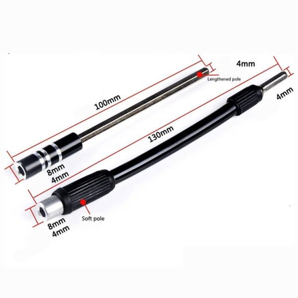 Hexagonal Drive Bit Bending Universal Hose Post Screwdriver Long Rod (Black) - Image 6
