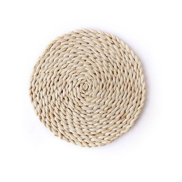 2 PCS Non-slip Natural Corn Woven Thickening Insulated Tea Mat Table Heat-resistant Casserole Mat Round Coaster 10cm - Image 2