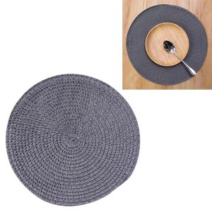 PP Environmentally Friendly Hand-woven Placemat Insulation Mat Decoration, Size: 18cm (Dark Gray)