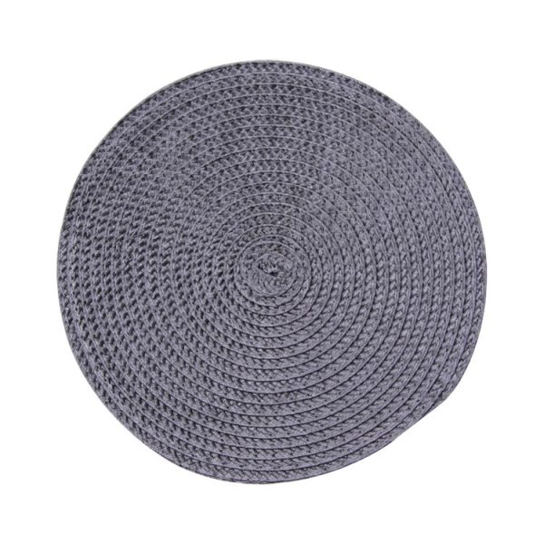 PP Environmentally Friendly Hand-woven Placemat Insulation Mat Decoration, Size: 18cm (Dark Gray) - Image 2