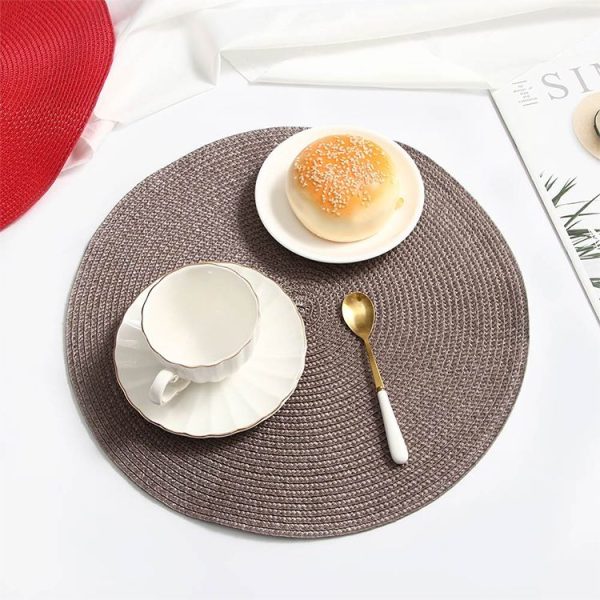 PP Environmentally Friendly Hand-woven Placemat Insulation Mat Decoration, Size: 18cm (Dark Gray) - Image 7