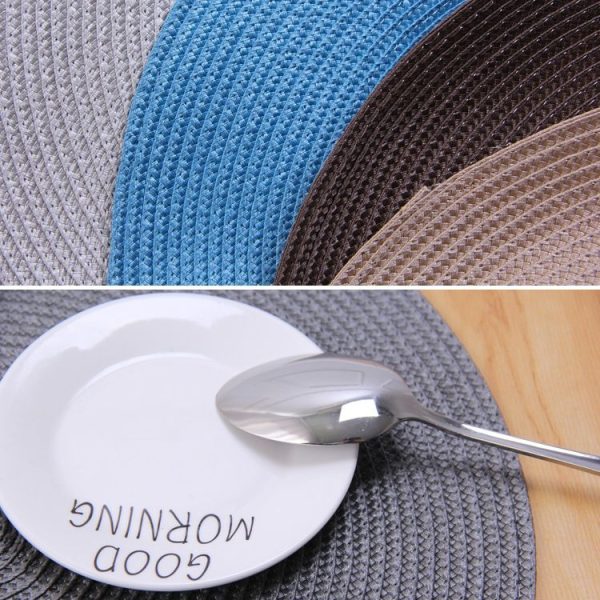 PP Environmentally Friendly Hand-woven Placemat Insulation Mat Decoration, Size: 38cm (Silver Grey) - Image 4