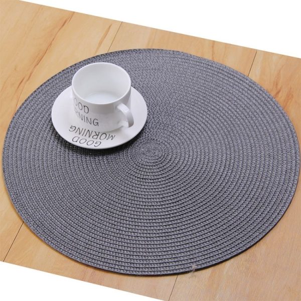 PP Environmentally Friendly Hand-woven Placemat Insulation Mat Decoration, Size: 38cm (Silver Grey) - Image 5