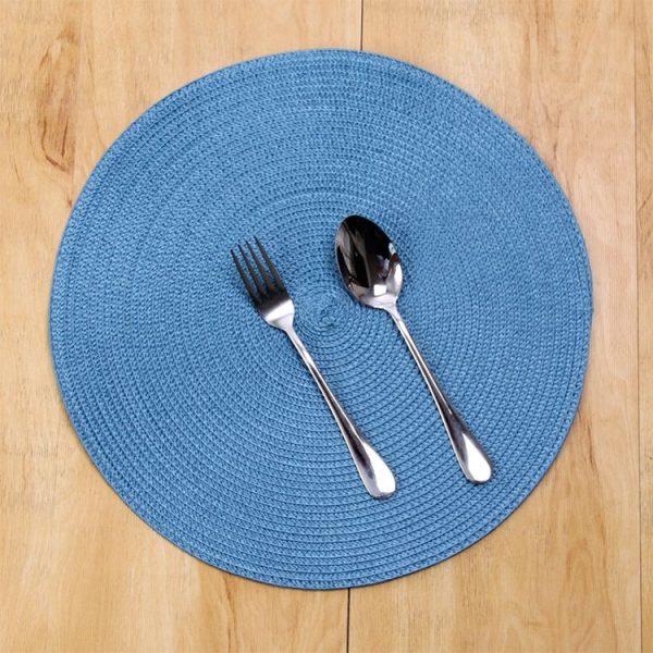 PP Environmentally Friendly Hand-woven Placemat Insulation Mat Decoration, Size: 38cm (Silver Grey) - Image 6
