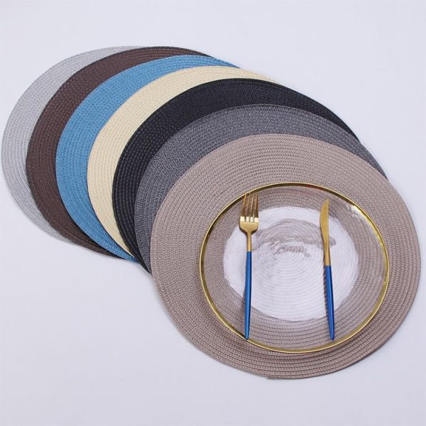PP Environmentally Friendly Hand-woven Placemat Insulation Mat Decoration, Size: 38cm (Silver Grey) - Image 8
