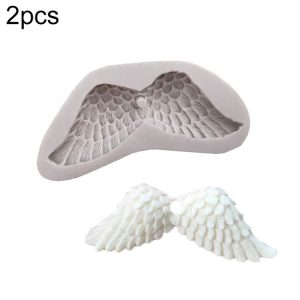 2 PCS Angel Wings 3D Silicone Mold Fondant Cakes Decorate Tools (White)