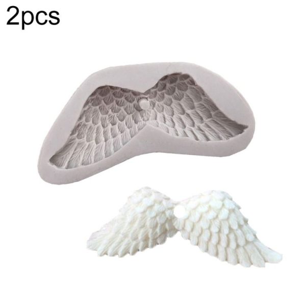2 PCS Angel Wings 3D Silicone Mold Fondant Cakes Decorate Tools (White)