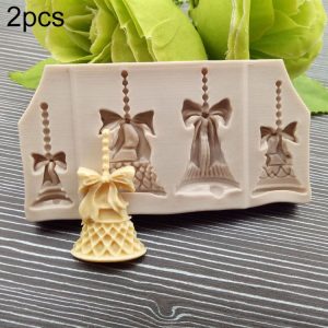 2 PCS Christmas Bells Chocolate Candy Cookie Cake Decorating Tools DIY Baking Fondant Food Grade Silicone Mold (White)