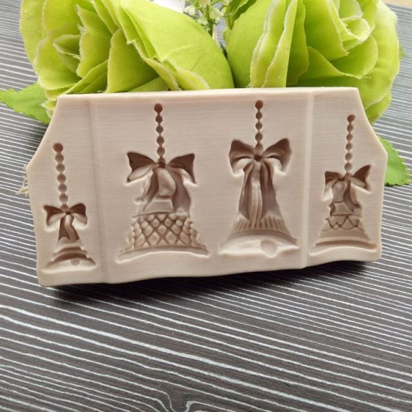 2 PCS Christmas Bells Chocolate Candy Cookie Cake Decorating Tools DIY Baking Fondant Food Grade Silicone Mold (White) - Image 5
