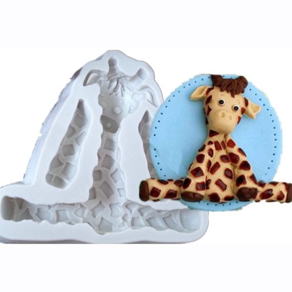 2 PCS 3D Animal Shape Silicone Form Fondant Cake Biscuit Molds (Giraffe) - Image 2