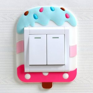 Luminous Switch Stickers Protection Cover Wall Stickers Creative Living Room Bedroom Lamp Wall Socket Decorative Cover (Ice Cream)