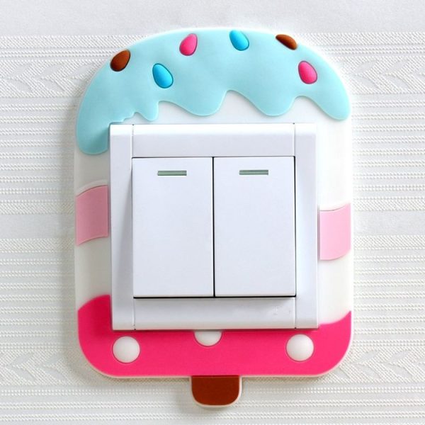Luminous Switch Stickers Protection Cover Wall Stickers Creative Living Room Bedroom Lamp Wall Socket Decorative Cover (Ice Cream) - Image 2