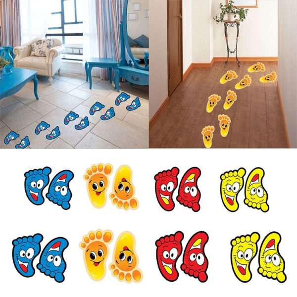 3 Sets Wall Stickers Cartoon Cute Feet Shape Children Baby Footprints Stickers, Size: Small (Red) - Image 3