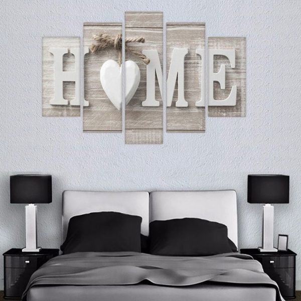 5 PCS Canvas Printing Love HOME Frameless Wall Art Pictures for Home Living Room Bedroom Decoration, Size: 25x40cm x2, 25x50cm x2, 25x60cm x1 - Image 5