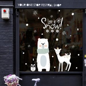 Christmas Cute Little Bear Deer Glass Sticker Mall Shop Window Sticker, Size: 60x90CM