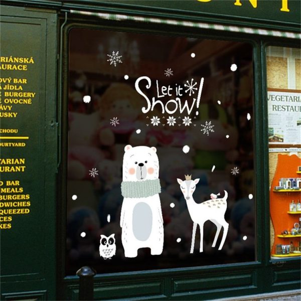 Christmas Cute Little Bear Deer Glass Sticker Mall Shop Window Sticker, Size: 60x90CM - Image 4