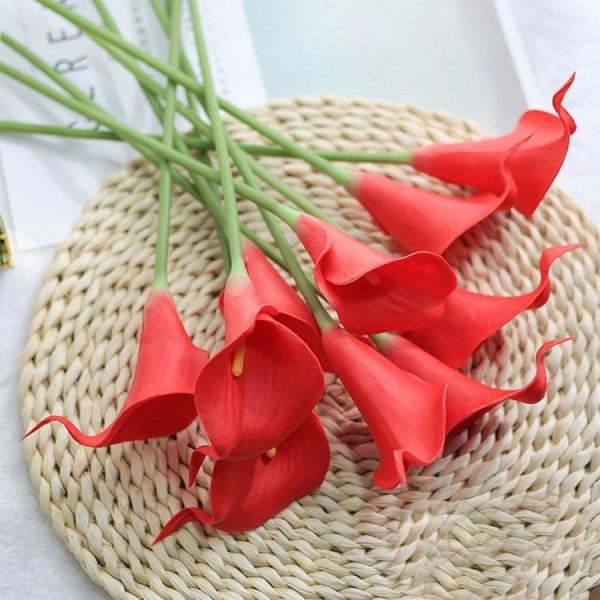 2 PCS Simulation Calla Lily Fake Flower Table Decoration Plastic Decorative Flower Bouquet (Red) - Image 2