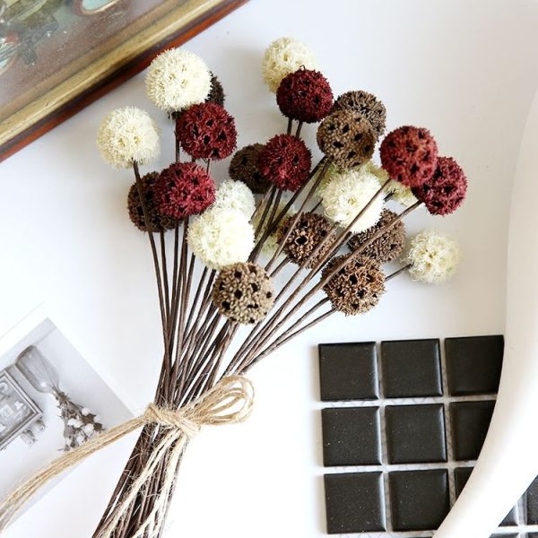 3 PCS Festival Universal Pinecone Flower Dried Flower Decoration Home Literary Table Flower (Dark Red) - Image 5