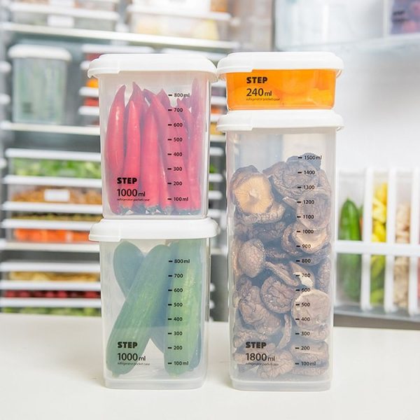Transparent Storage Box Food Storage Box Rectangular Sealed Grain Storage Tank Kitchen With Scale Grain Box, Capacity: 1000ml - Image 4