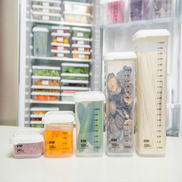 Transparent Storage Box Food Storage Box Rectangular Sealed Grain Storage Tank Kitchen With Scale Grain Box, Capacity: 1000ml - Image 5
