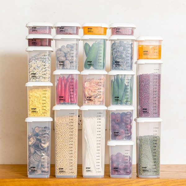 Transparent Storage Box Food Storage Box Rectangular Sealed Grain Storage Tank Kitchen With Scale Grain Box, Capacity: 1000ml - Image 6