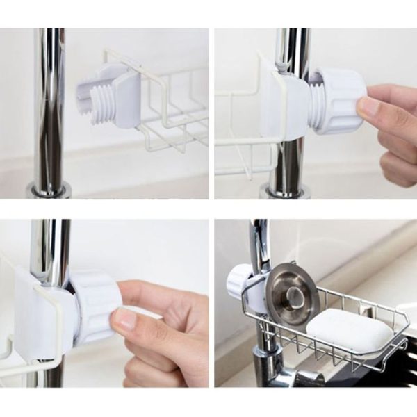 2 PCS Hanging Storage Rack for Sink Sponge Dishwasher (White) - Image 5