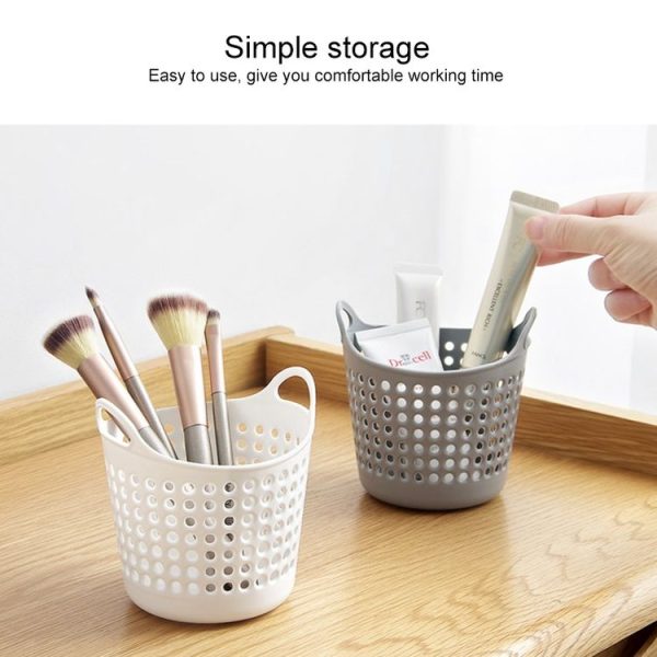 2 PCS Plastic Desktop Storage Basket Mini Debris Storage Sasket Office Stationery Storage Small Basket Storage Basket (White) - Image 4