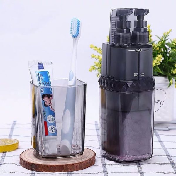 2 in 1 Traveling Wash Set Multi-function Travel Wash Cup Toothpaste Toothbrush Split Bottle Storage Box (Gray) - Image 8