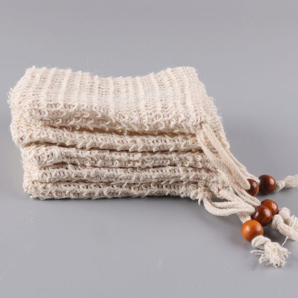 2 PCS Cotton Soap Bag Natural Plant Fiber Environmental Protection Handmade Soap Foam Net Storage Bag Soap Bag Without Wooden Beads - Image 5