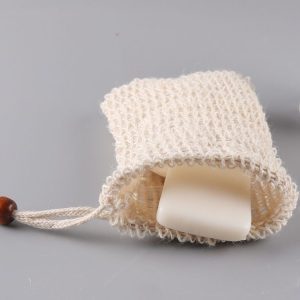 2 PCS Cotton Soap Bag Natural Plant Fiber Environmental Protection Handmade Soap Foam Net Storage Bag Soap Bag With Wood Beaded