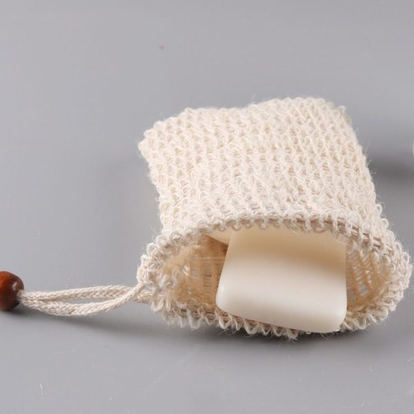 2 PCS Cotton Soap Bag Natural Plant Fiber Environmental Protection Handmade Soap Foam Net Storage Bag Soap Bag With Wood Beaded - Image 3