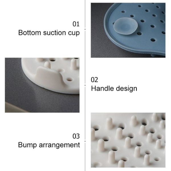 Suction Cup Anti-skid Filter Floor Ddrain Kitchen Sink Residue Isolation Net (Blue) - Image 3
