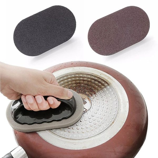 2 PCS Nano-ceramic Sponge with Handle Kitchen Decontamination Cleaning Brush Pot Brush (Brown) - Image 5