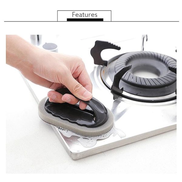 2 PCS Nano-ceramic Sponge with Handle Kitchen Decontamination Cleaning Brush Pot Brush (Brown) - Image 6