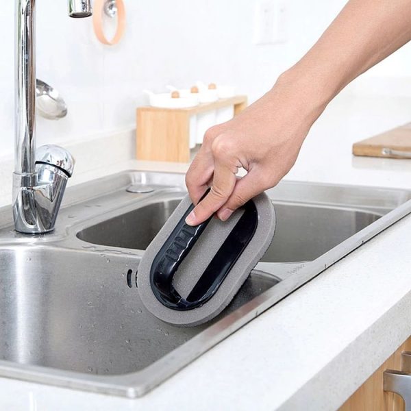 2 PCS Nano-ceramic Sponge with Handle Kitchen Decontamination Cleaning Brush Pot Brush (Brown) - Image 7