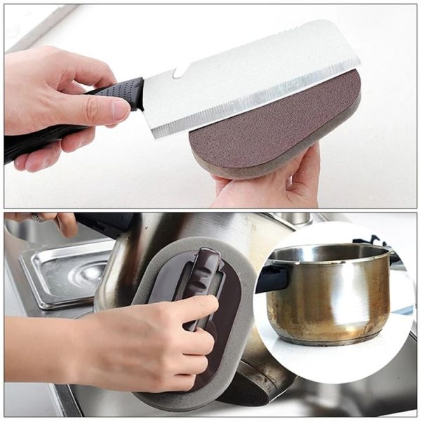 2 PCS Nano-ceramic Sponge with Handle Kitchen Decontamination Cleaning Brush Pot Brush (Brown) - Image 8