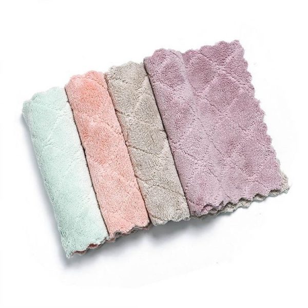 Kitchen Rag Double-sided Water-absorbing Wipe Sink Dish Rag Non Stick Oil Furniture Cleaning Cloth Random Color Delivery, Quantity: 5 PCS - Image 2