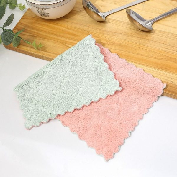Kitchen Rag Double-sided Water-absorbing Wipe Sink Dish Rag Non Stick Oil Furniture Cleaning Cloth Random Color Delivery, Quantity: 5 PCS - Image 4