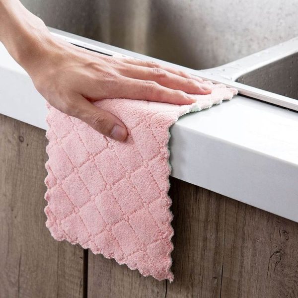 Kitchen Rag Double-sided Water-absorbing Wipe Sink Dish Rag Non Stick Oil Furniture Cleaning Cloth Random Color Delivery, Quantity: 5 PCS - Image 8