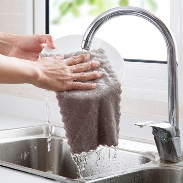 Kitchen Rag Double-sided Water-absorbing Wipe Sink Dish Rag Non Stick Oil Furniture Cleaning Cloth Random Color Delivery, Quantity: 5 PCS - Image 9