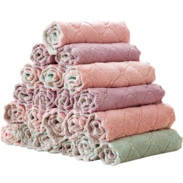 Kitchen Rag Double-sided Water-absorbing Wipe Sink Dish Rag Non Stick Oil Furniture Cleaning Cloth Random Color Delivery, Quantity: 100 PCS - Image 2