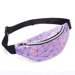 Fashionable Unisex Chest Bag Fanny Pack Waist Bag Waterproof Laser Bags (Purple )