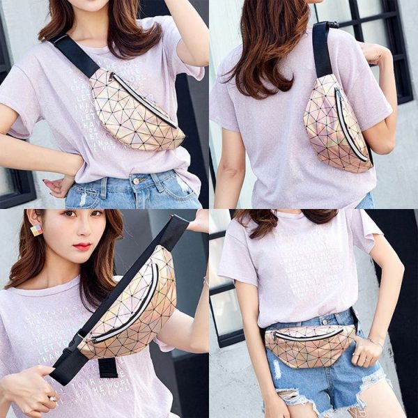 Fashionable Unisex Chest Bag Fanny Pack Waist Bag Waterproof Laser Bags (Purple ) - Image 6