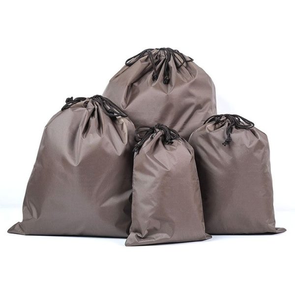 4 in 1 Portable Nylon Waterproof Travel Storage Bag Drawstring Beam Pocket Clothing Storage Bag, Size: 34cmx39cm (Coffee)